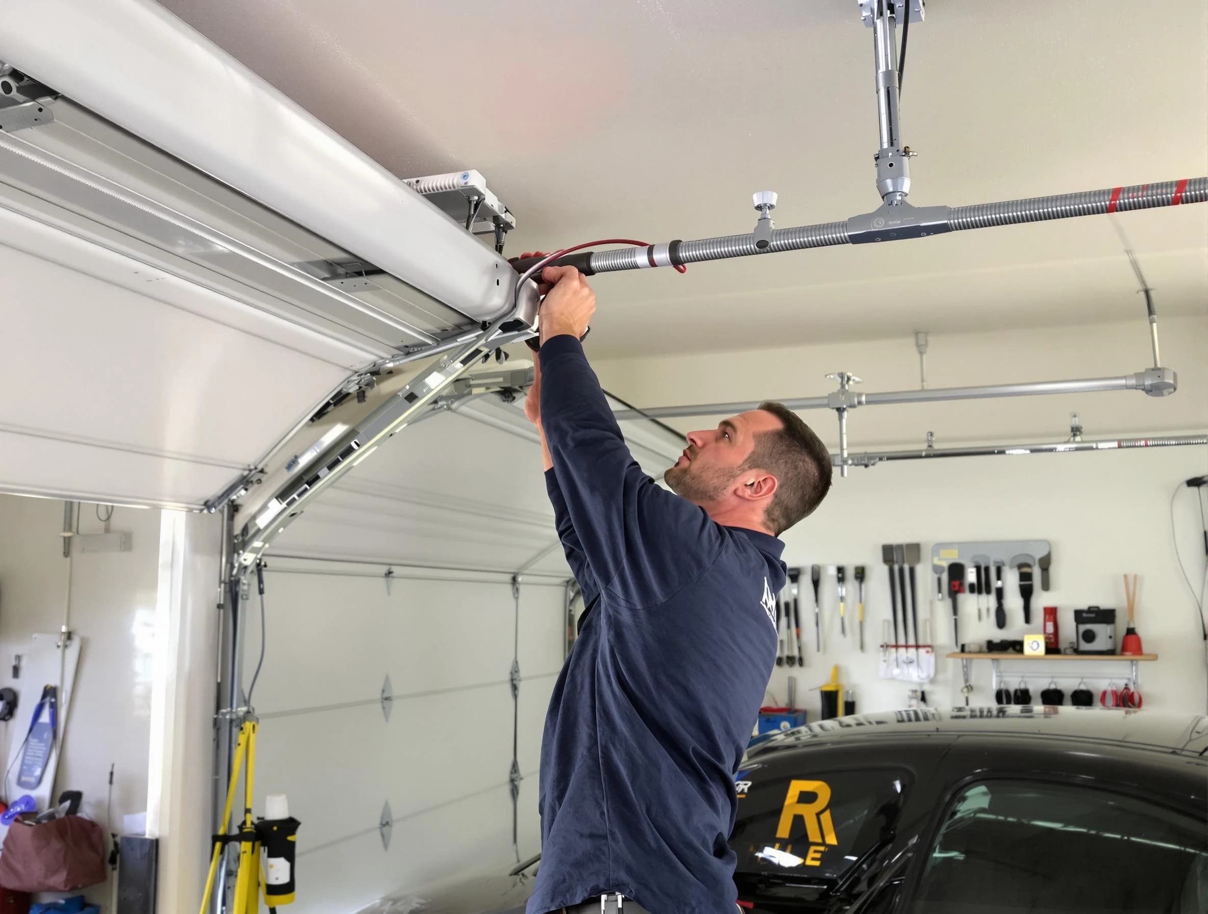 Manalapan Garage Door Repair technician performing garage door cable repair in Manalapan