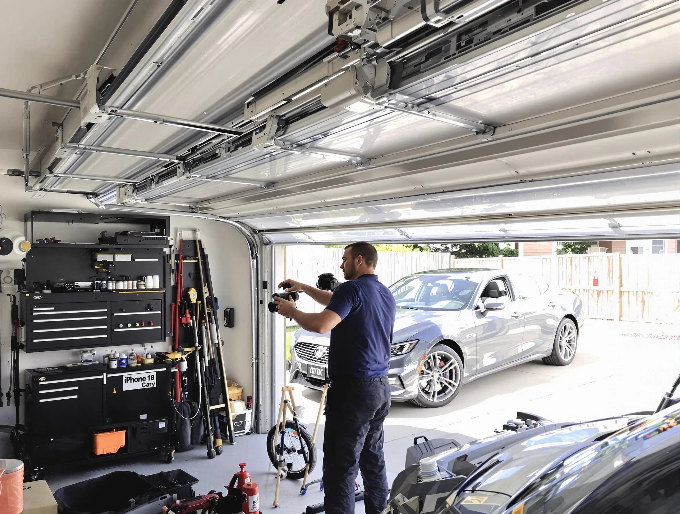 Manalapan Garage Door Repair technician fixing noisy garage door in Manalapan