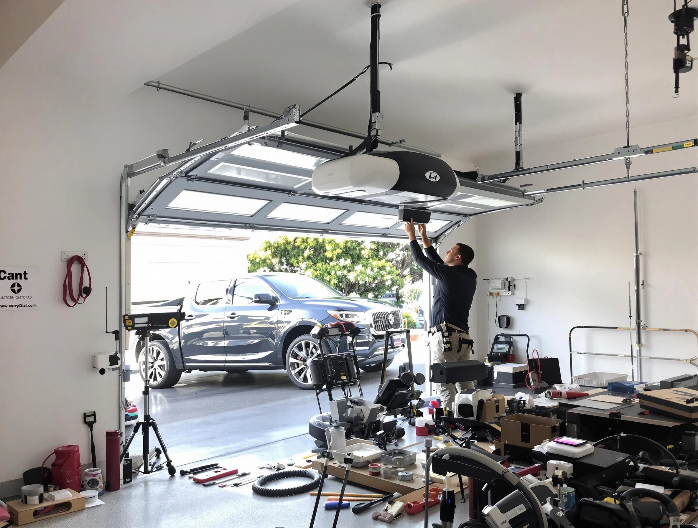 Manalapan Garage Door Repair specialist installing smart garage door opener system in Manalapan home