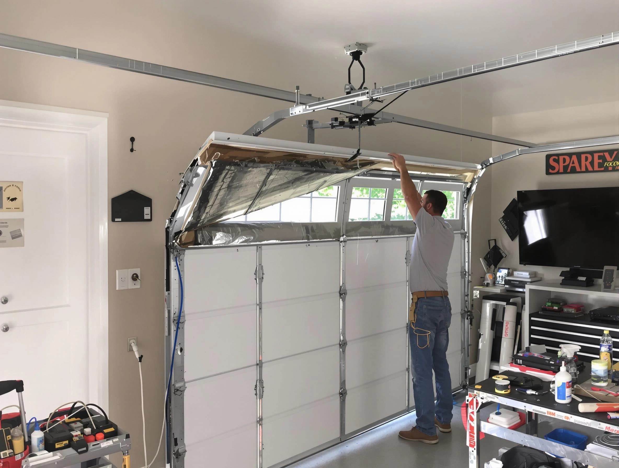 Garage door section replacement by Manalapan Garage Door Repair in Manalapan