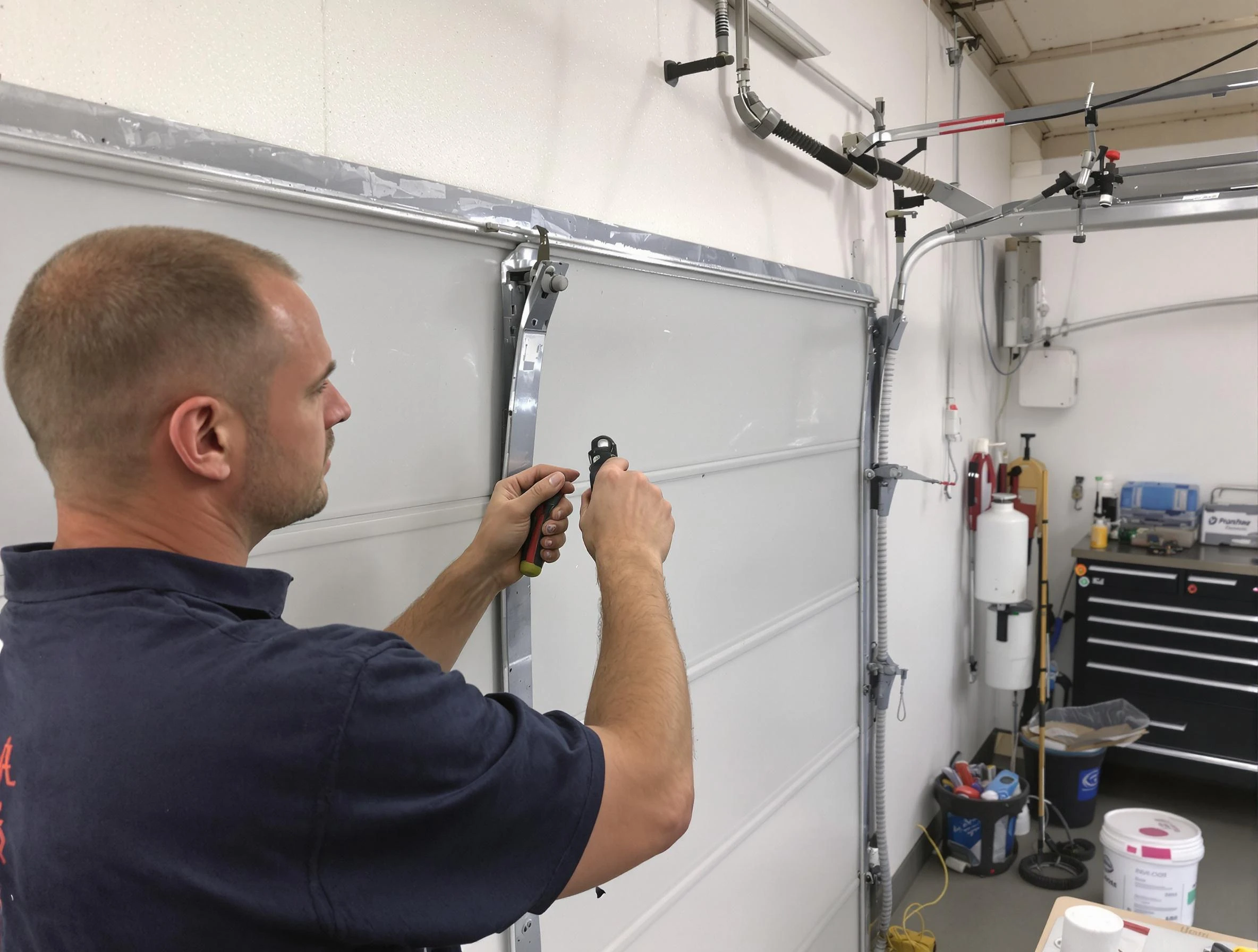 Before and after garage door dent repair by Manalapan Garage Door Repair in Manalapan