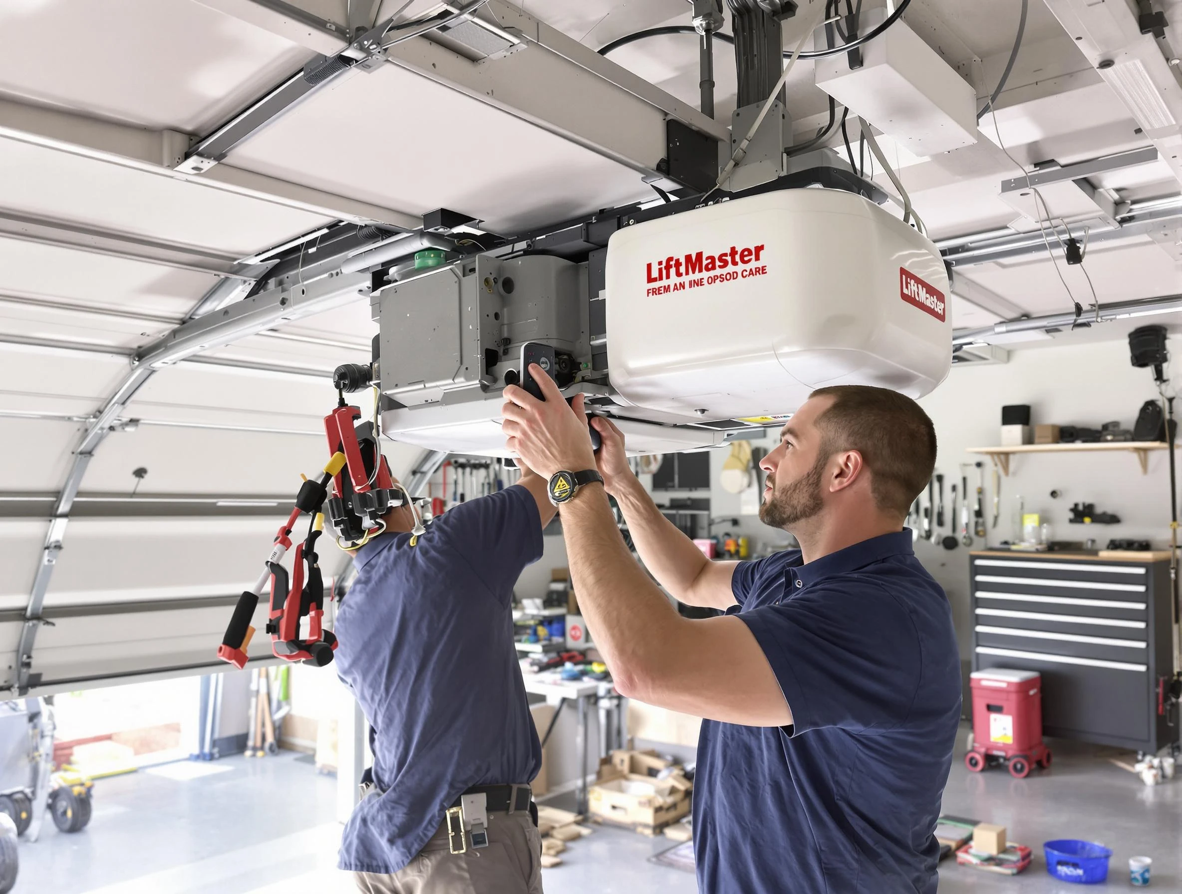 Manalapan Garage Door Repair technician performing advanced diagnostics on garage opener in Manalapan