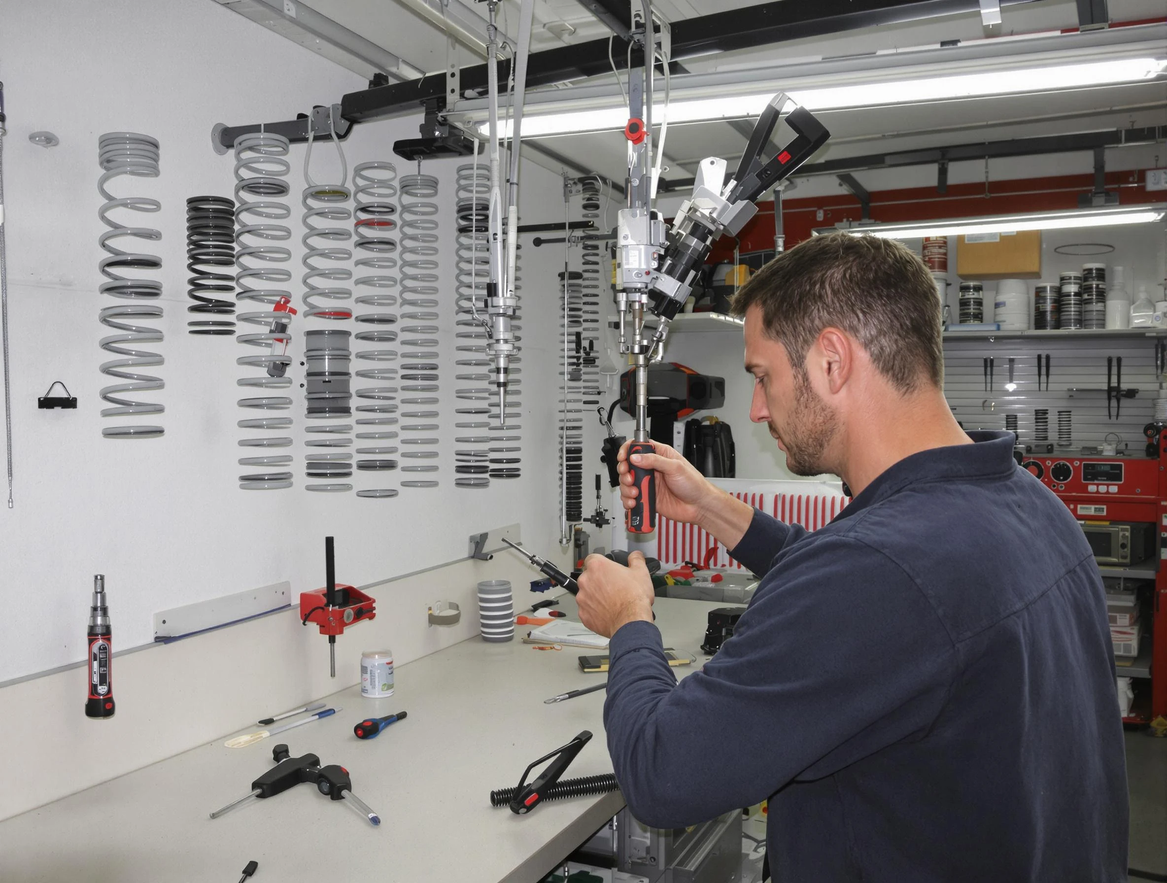 Manalapan Garage Door Repair safety certified technician performing precision spring replacement in Manalapan